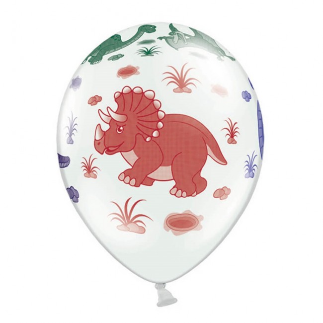 Balony strong 6 szt Party Deco - Dinozaury Pastel Pure White 30 cm