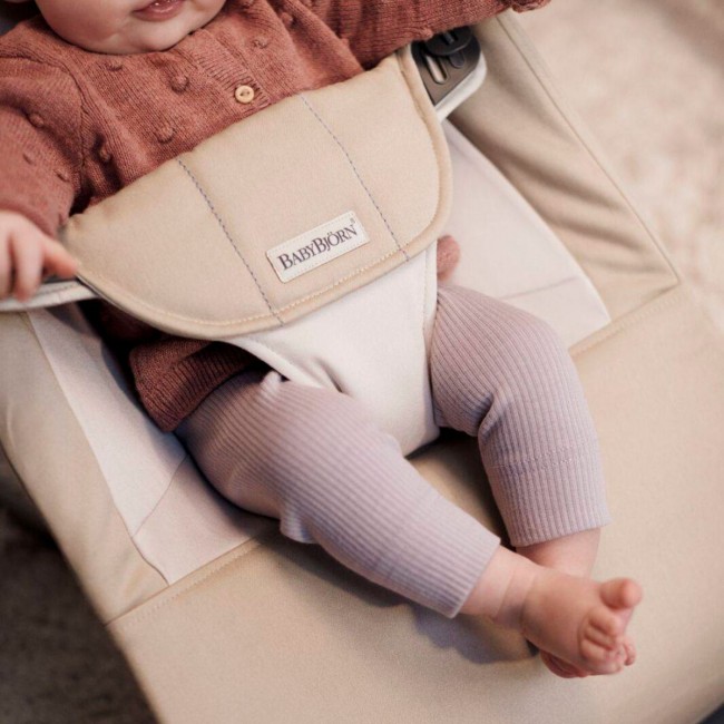 Leżaczek BABYBJORN BALANCE SOFT WOVEN - Khaki/Beżowy