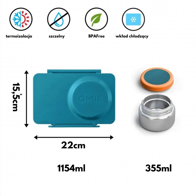 Lunchbox z termosem OmieBox Up OMIE - Teal Green