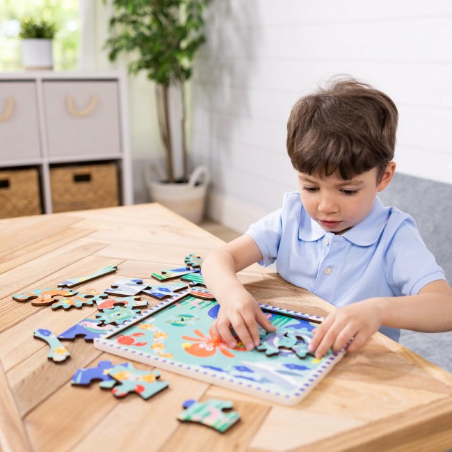 Drewniane puzzle z obracającymi się kołami zębatymi Melissa & Doug - Underwater Gear